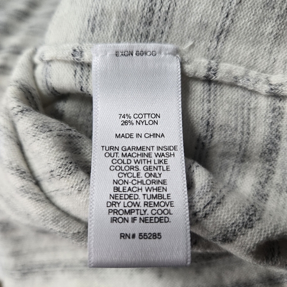 Express Body Con Open Back Grey And Off White Striped Long Dress - Picture 5 of 5